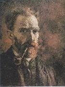 Self Portrait with pipe Vincent Van Gogh